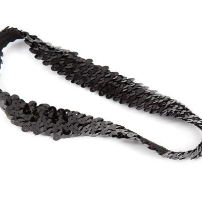 Fascia elastica per capelli con paillettes - nera