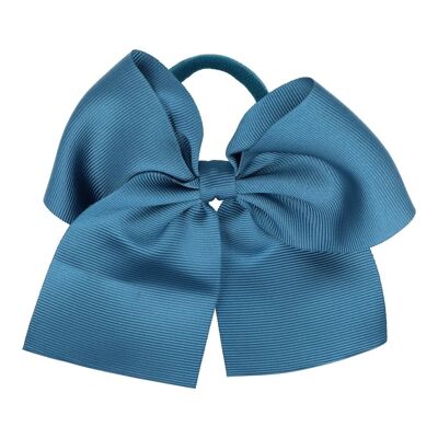 Hair Bow with Rubber Band - 11 x 9 cm - Ocean Blue