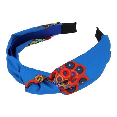 Stiff Hair Band with Knot - Blue Fabric Boho Chic