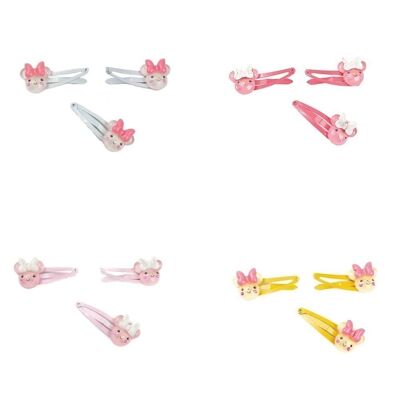 Pack of 3 Hair Clips with Mouse and Bow - 4 Colors