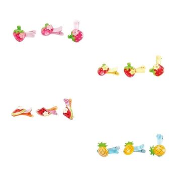 3 Barrettes Enfant - Ornement Fruits - 4 Modèles