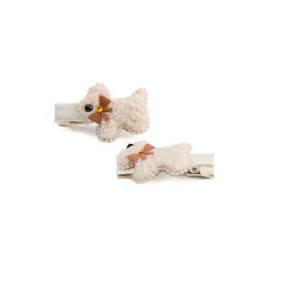Pack of 2 Crocodile Hair Clips with Dog Ornament