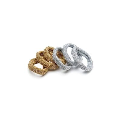 Pack 6 Hair Bands - Acrylic - Silver and Gold