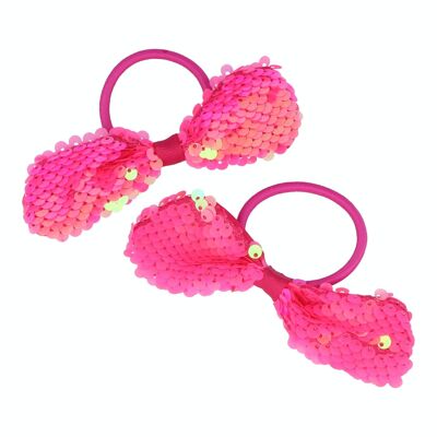 2 Elastic Bands with Bow - Polyamide - Sequins - 3 Colors