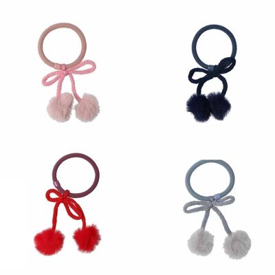 Polyamide Hair Tie - Bow and Pompom - 4 Colors