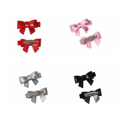 Children's set of 2 sequined bow crocodile clips