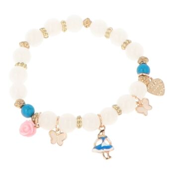 Bracelet Boule avec Perles - Souple - Blanc et Doré