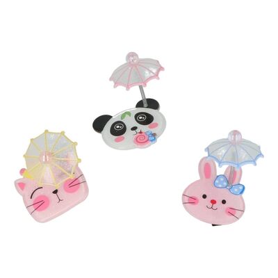 Barrette - Animal avec Parapluie Mobile - 3 Modèles