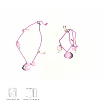 Bracelet Enfant Chaîne avec Perles - Bonbons - Rose 2