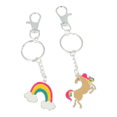 Pack 2 Keychains with Metallic Closure - Rainbow and Unicorn