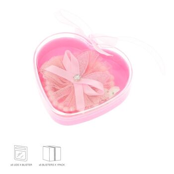 Set Enfant - Coffret 4 Élastiques et 1 Clip avec Tulle - Rose 2