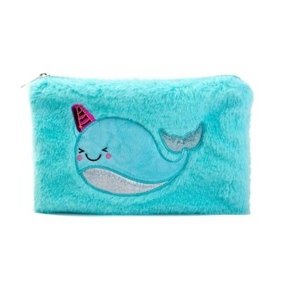 Large Padded Whale Pencil Case - Zipper - Blue