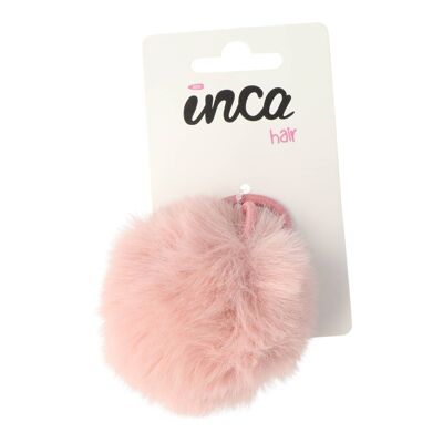 Hair Tie with Pompom - Polyamide - Pastel Pink