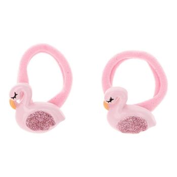 Pack de 2 Élastiques à Cheveux Cygne - Acrylique - Rose, Fuchsia, blanc 2