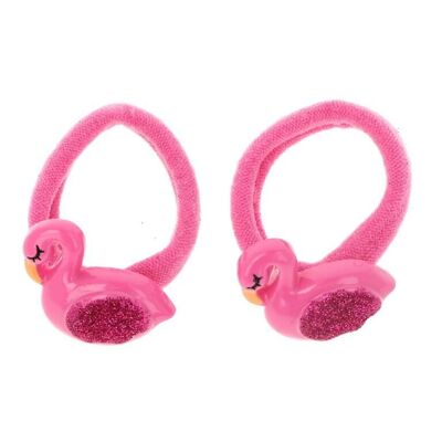 Pack of 2 Swan Hair Ties - Acrylic - Pink, Fuchsia, white