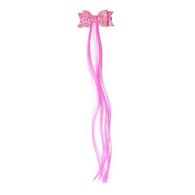 Fiocco per capelli per bambini con clip - Capelli sintetici - Rosa