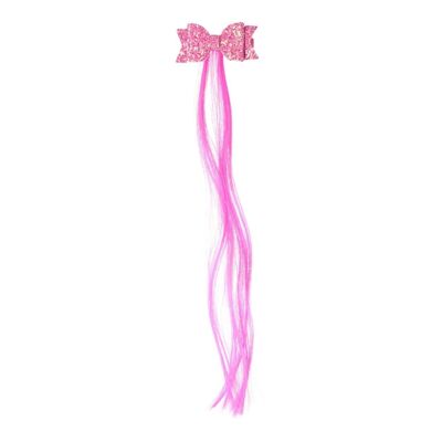 Noeud à Cheveux Enfant avec Clip - Cheveux Synthétiques - Rose