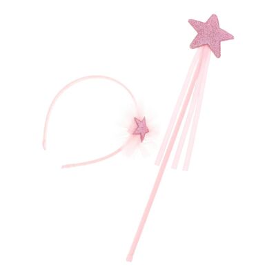 Children's Set - Fairy Costume - Headband and Wand - Pink Tulle