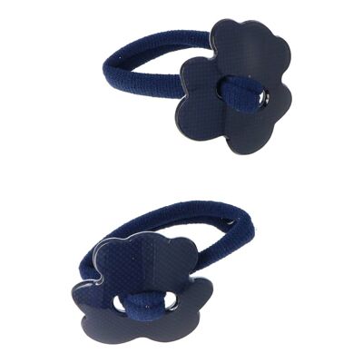 Confezione da 2 elastici per capelli con orso - acrilico - blu navy
