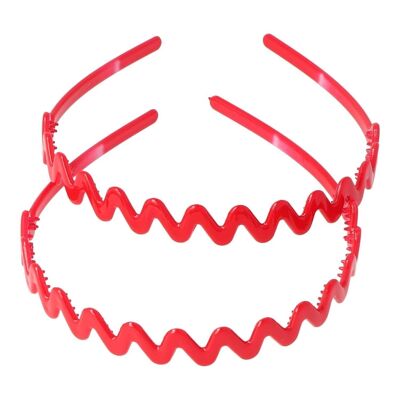 Stiff Zigzag Headband for Hair - With Spikes - Red