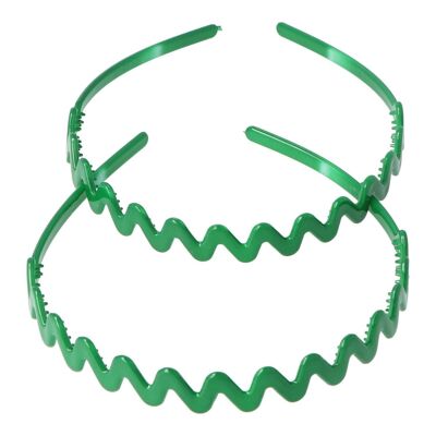 Fascia rigida per capelli a zig-zag - verde bottiglia