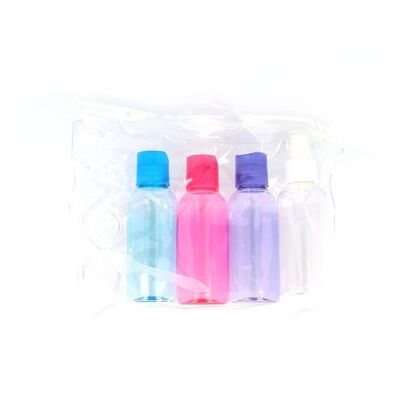 Set 4 Refillable Travel Jars - Transparent Zip Bag