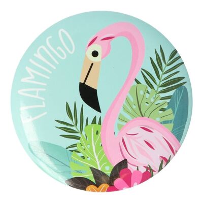 Runder Spiegel mit Flamingo - In Schutzbox