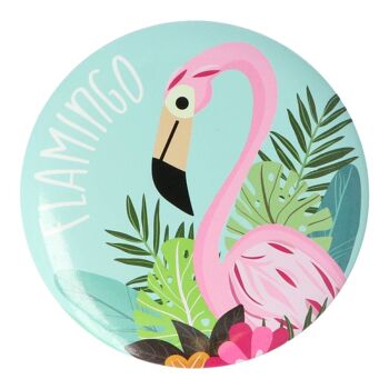 Miroir rond avec flamant rose - Dans boîte de protection