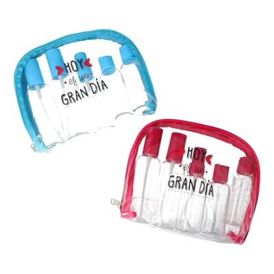Travel Set with 5 Refillable Jars - Transparent Toiletry Bag