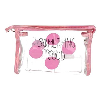 Transparent Toiletry Bag with Zip - PVC - Pink