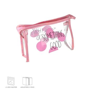 Trousse de Toilette Transparente avec Zip - PVC - Rose 4