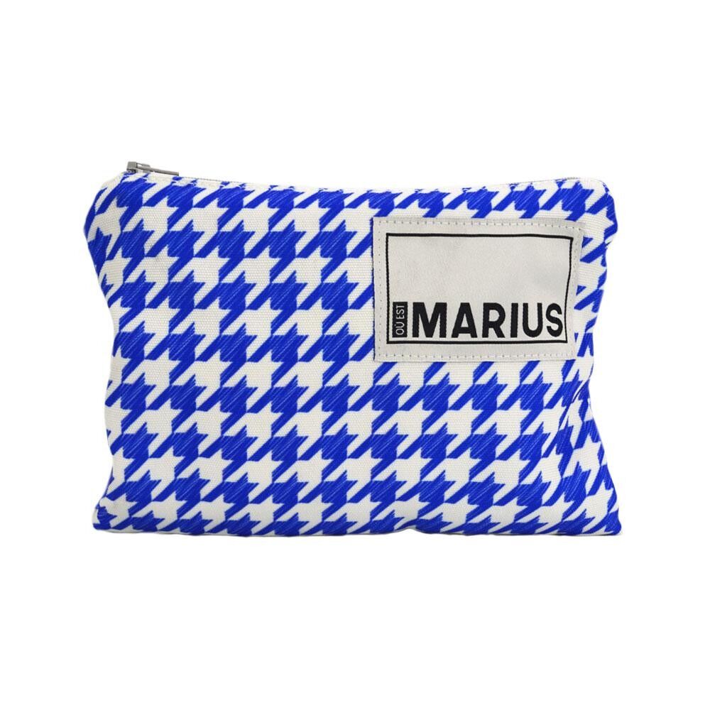 Trousse rectangle PIED DE COQ Bleu 16x23 cm