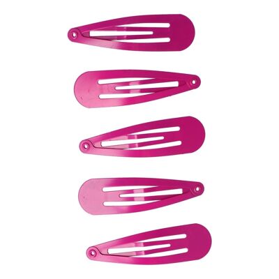 Pack of 5 Hair Clips - Metallic - Fuchsia Pink