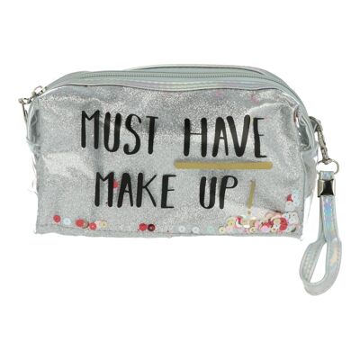Transparent Toiletry Bag with Zip - PVC - Silver