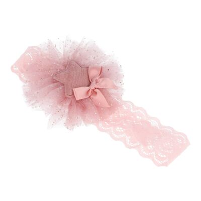 Elastic Children's Headband with Tulle and Heart