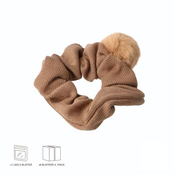 Chouchou en laine avec pompon - Élastique pour cheveux pour enfants 2