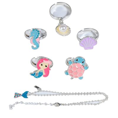 Children's Set with Necklace and 5 Rings - Mundo Marino