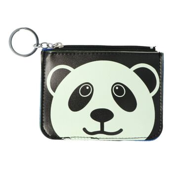 Porte-monnaie pour enfants avec tête de panda - Fermeture éclair et porte-clés 1