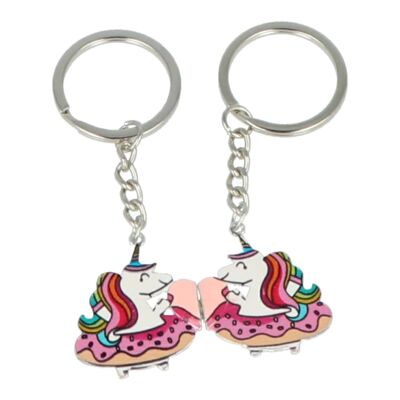 Pack of 2 Unicorn Keychains with Magnet - Best Friends