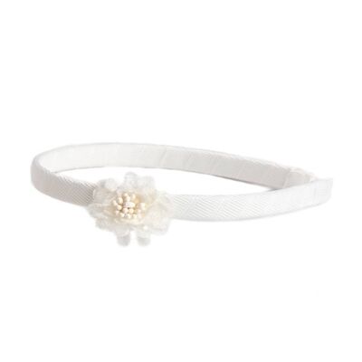Headband with Flower for Newborn Baby - Flexible - White