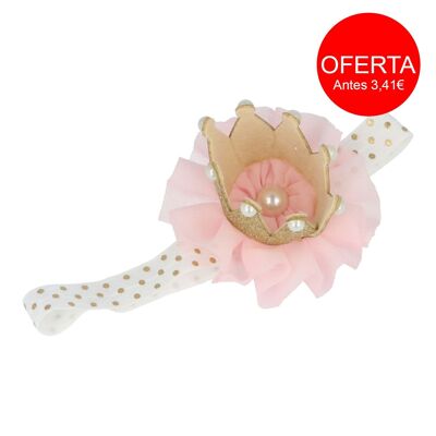 Bandeau élastique pour enfant - Fleur et couronne en tissu