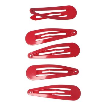 Lot de 5 Barrettes - Métallique - Rouge Foncé