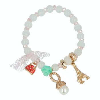 Bracelet Paris avec Boules et Perles - Blanc et Or 1