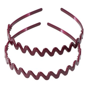 Bandeau Rigide pour Cheveux - Zigzag et Pointes - Grenat 1