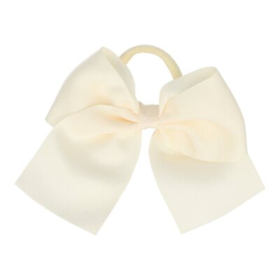 Children's Hair Bow with Adjustable Rubber Band - Ecru