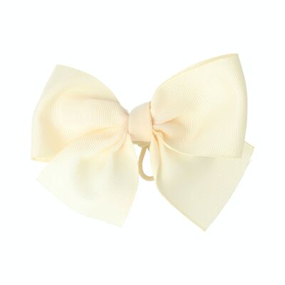 Children's Hair Bow with Adjustable Rubber Band - White
