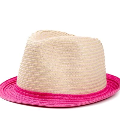 Sailor Style Summer Hat - Raffia - Fuchsia - 50/52