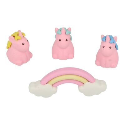 Set of 4 Erasers - Children - Unicorn and Rainbow