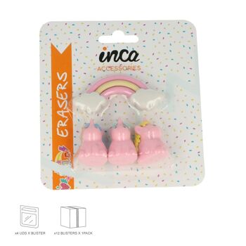 Lot de 4 gommes - Enfants - Licorne et Arc-en-ciel 2