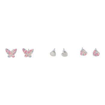 Parure Enfant 3 Paires de Boucles d'Oreilles - Cœur et Papillon 1